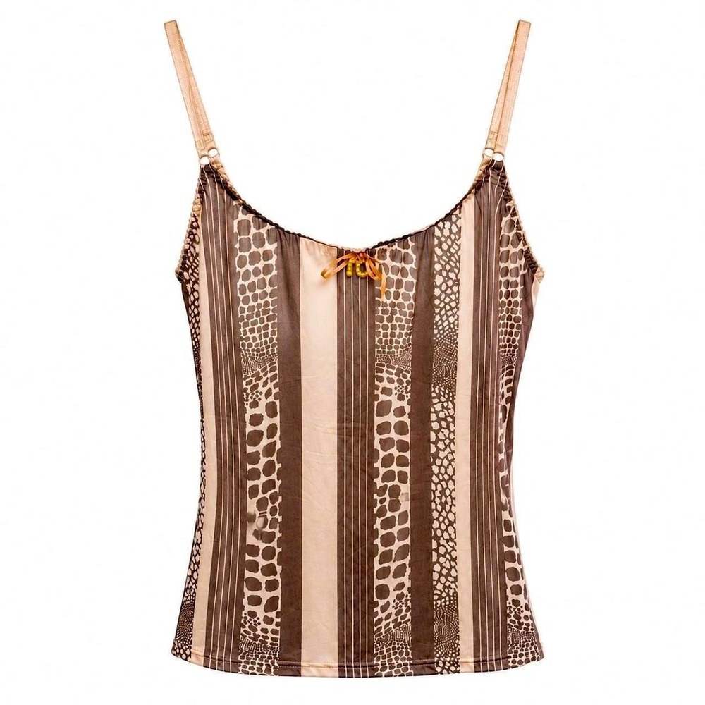 Cavalli Vintage Leopard Mesh Tank w/ Logo Hardware